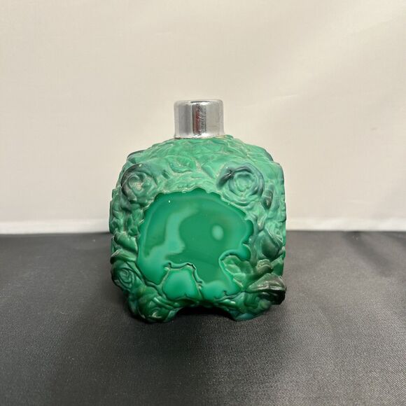 Vintage Bohemian Art Deco Jade Malachite Glass Perfume Bottle Schlevogt No Stopr - Picture 2 of 8